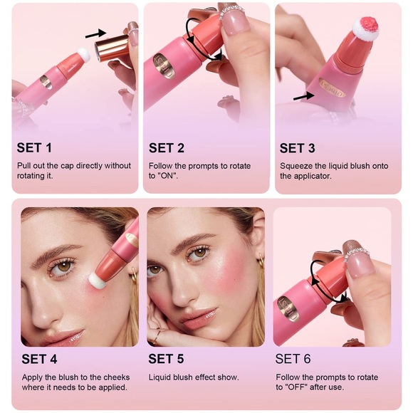 Matte Finish Liquid Blush Stick Soft Cushion Applicator For Natural Cheeks Tint - Picture 6 of 12